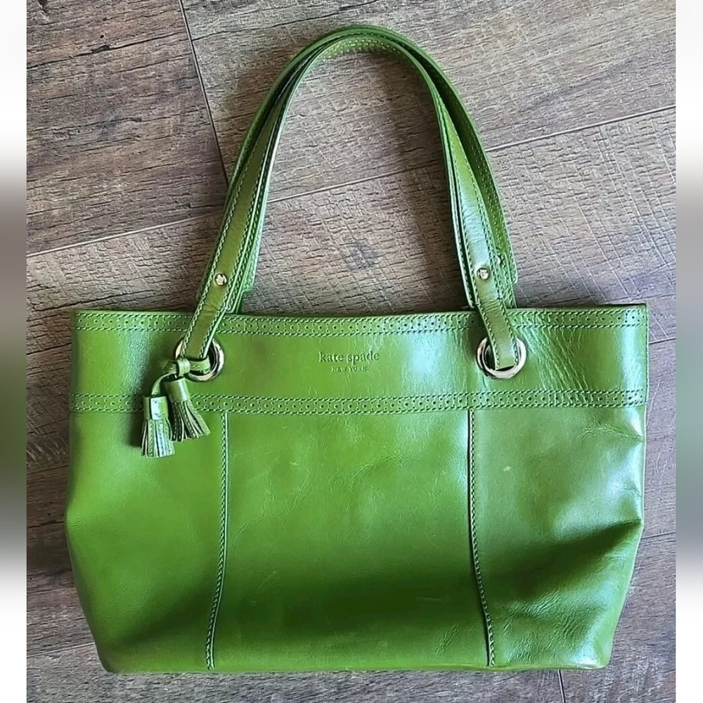 Kate Spade Green Leather Tote Bag